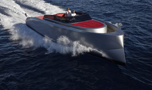 Vanquish 43 motor boat in the waters between Ibiza and Formentera