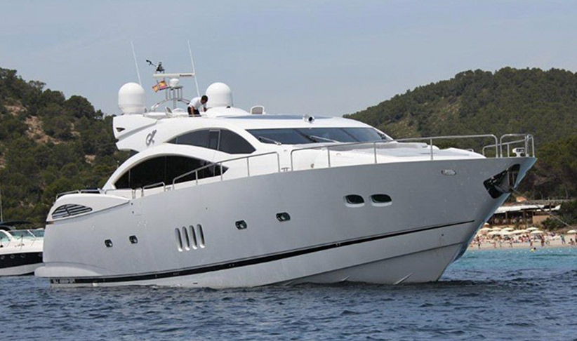 Big flybridge of Absolute Fly 52 motoryacht on charter in Ibiza, by Lux Charters Ibiza