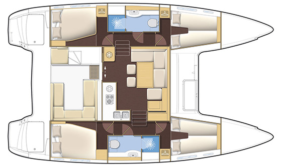 Image of LAGOON 400 S2 CATAMARAN sailing yacht layout