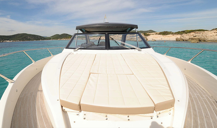 Front Sundeck of the Absolute 40 Sport Motorboat by Lux Charters Ibiza
