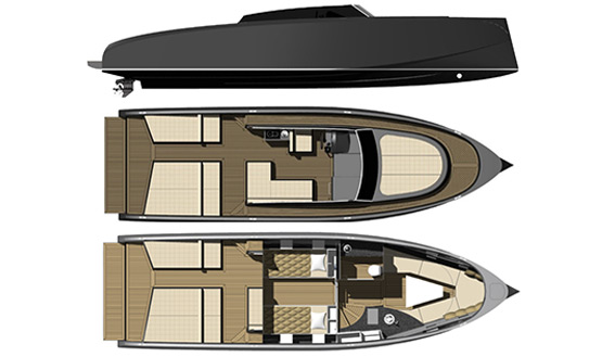 Vanquish 43 motorboat plan
