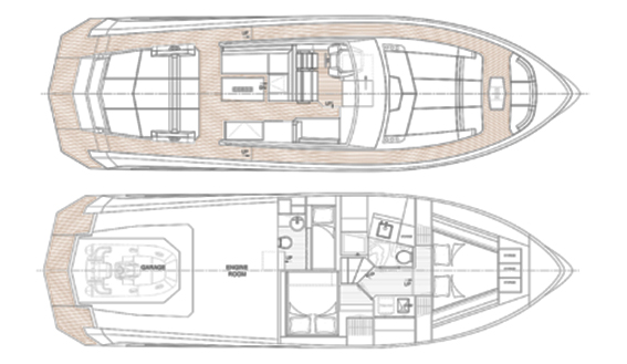 Image of Vanquish 54 motorboat layout