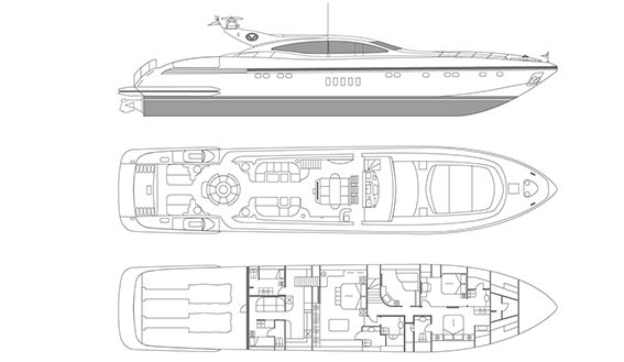 Mangusta 108 superyacht layout