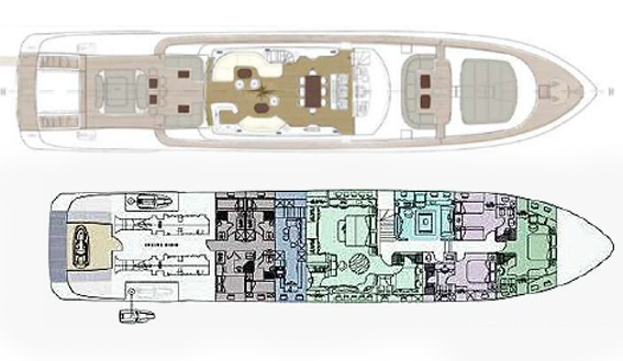Mangusta 130 superyacht layout