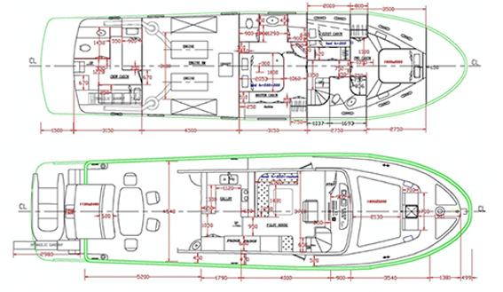 Lobster 62 motorboat layout